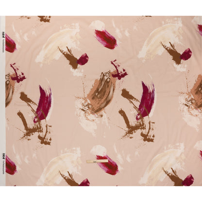 Brushed Cotton Woven - Peachy Beige, Brown and Raspberry Pink Abstract Painting - Mood Exclusive Dust & Drizzle Print