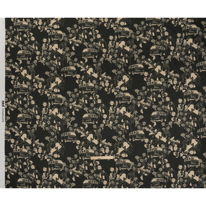 Brushed Cotton Woven - Charcoal and Beige Van in Nature - Mood Exclusive Scenic Route Print Full
