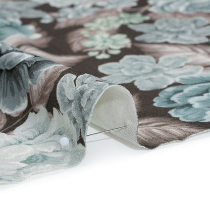 Brushed Cotton Woven - Light Blue, Seafoam and Taupe Flower Garden - Mood Exclusive Soft Bloom Print