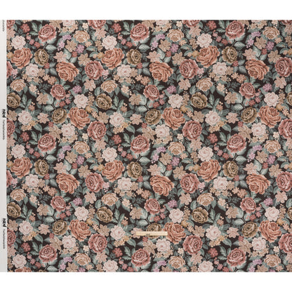 Brushed Cotton Woven - Light Pink, Soft Green and Black Flower Garden - Mood Exclusive Soft Bloom Print