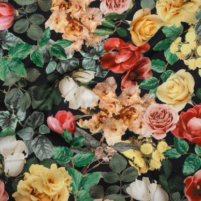 Brushed Cotton Woven - Red, Green and Yellow Photorealistic Florals - Mood Exclusive Botanica Viva Print