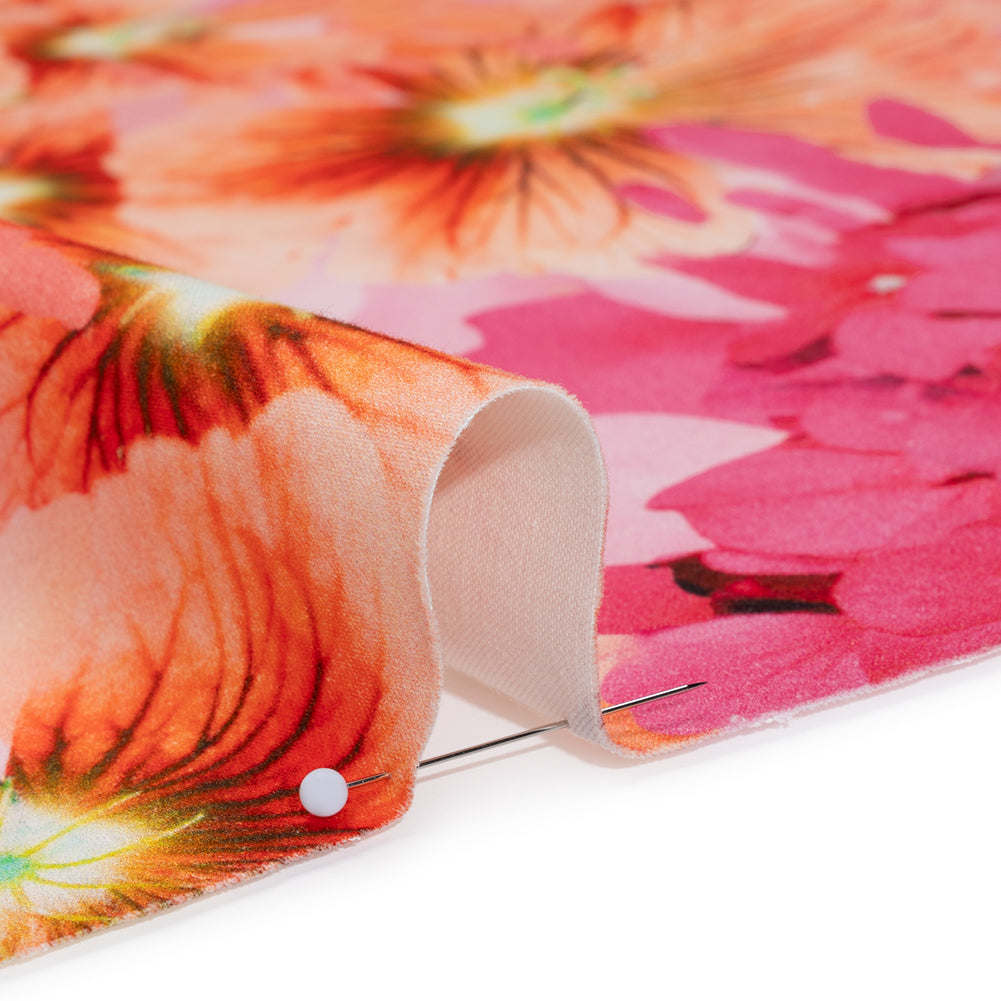 Brushed Cotton Woven - Pink and Orange Melting Flowers - Mood Exclusive Darling Daydream Print Detail