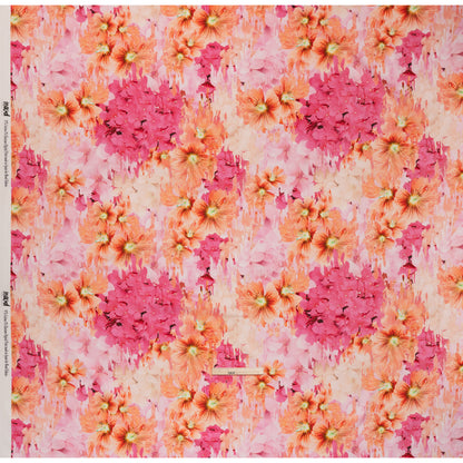 Brushed Cotton Woven - Pink and Orange Melting Flowers - Mood Exclusive Darling Daydream Print Full