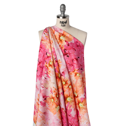 Brushed Cotton Woven - Pink and Orange Melting Flowers - Mood Exclusive Darling Daydream Print Drape
