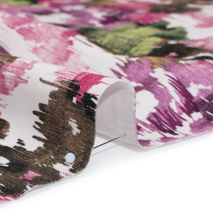 Brushed Cotton Woven - Purple, Green and Brown Ikat Florals - Mood Exclusive Reflecting Pool Print