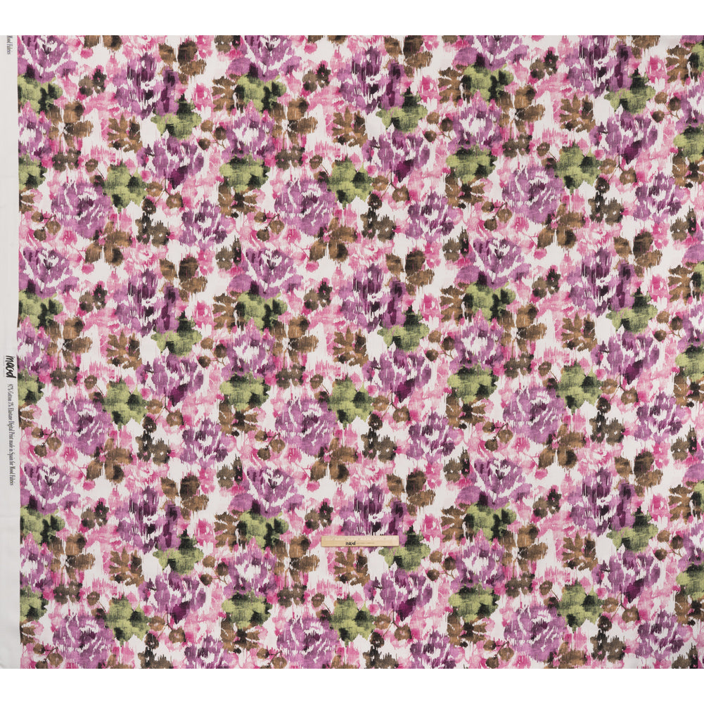 Brushed Cotton Woven - Purple, Green and Brown Ikat Florals - Mood Exclusive Reflecting Pool Print - Full