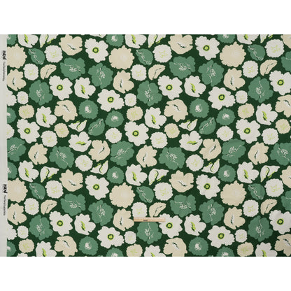 Brushed Cotton Woven - Green, Beige and White Simple Florals - Mood Exclusive Popping Petals Print Full