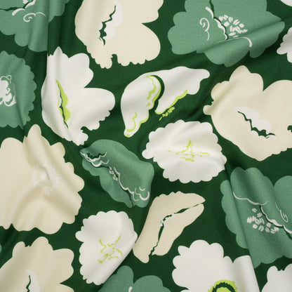 Brushed Cotton Woven - Green, Beige and White Simple Florals - Mood Exclusive Popping Petals Print