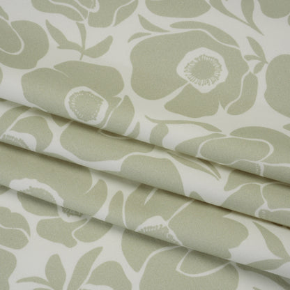 Brushed Cotton Woven - Cream and Beige Simple Poppies - Mood Exclusive Poppy Impressions Print