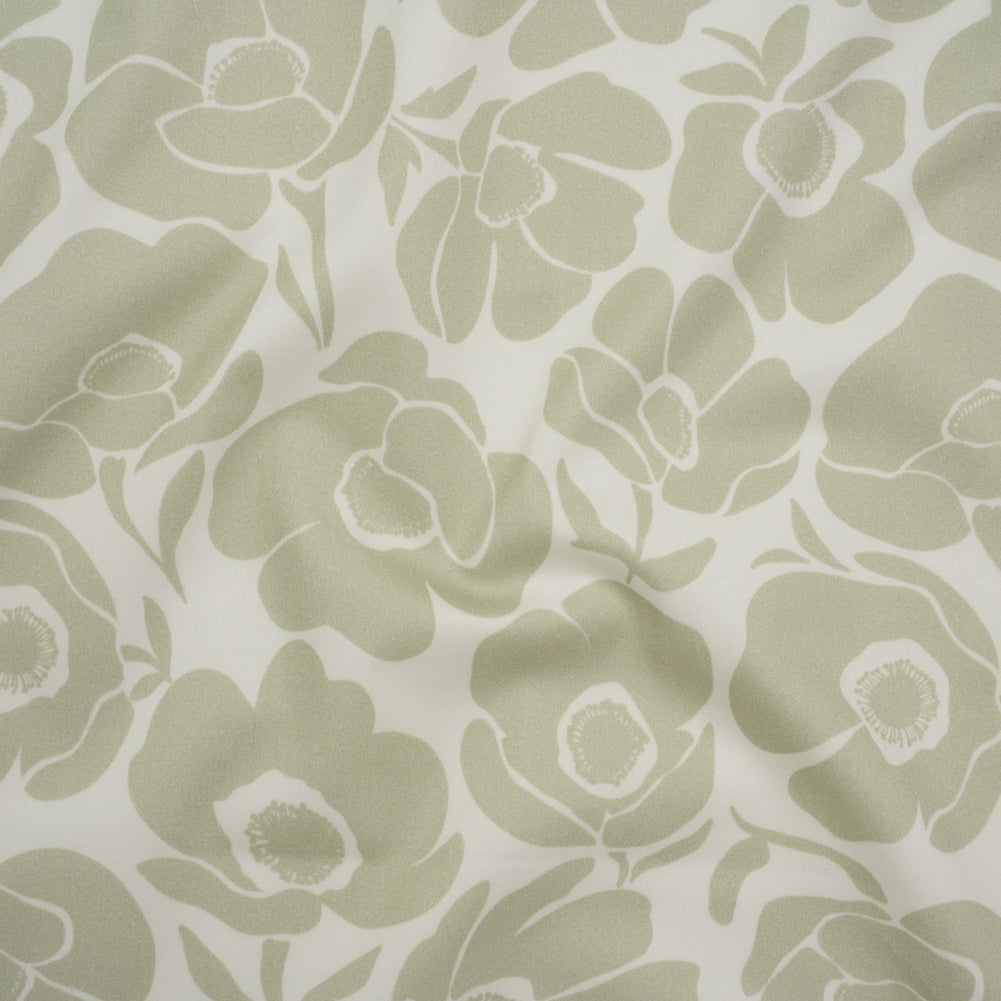 Brushed Cotton Woven - Cream and Beige Simple Poppies - Mood Exclusive Poppy Impressions Print