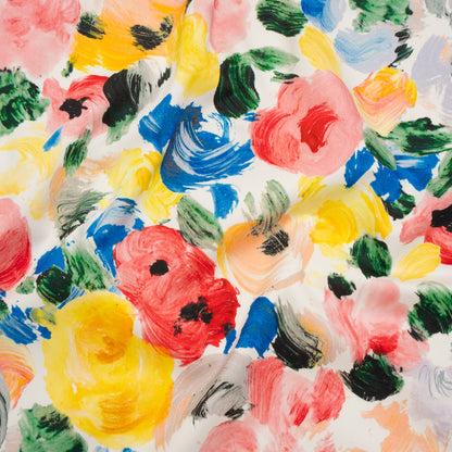 Brushed Cotton Woven - Red, Yellow and Blue Painted Roses - Mood Exclusive Palette of Petals Print