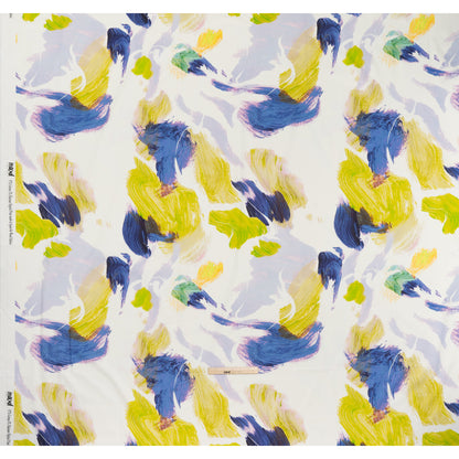 Brushed Cotton Woven - Chartreuse, Blue and Pale Purple Big Brush Strokes - Mood Exclusive Color Study Print