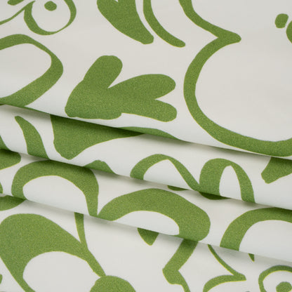 Brushed Cotton Woven - Green and Off White Flower Doodles - Mood Exclusive Sweet Scribbles Print Folded