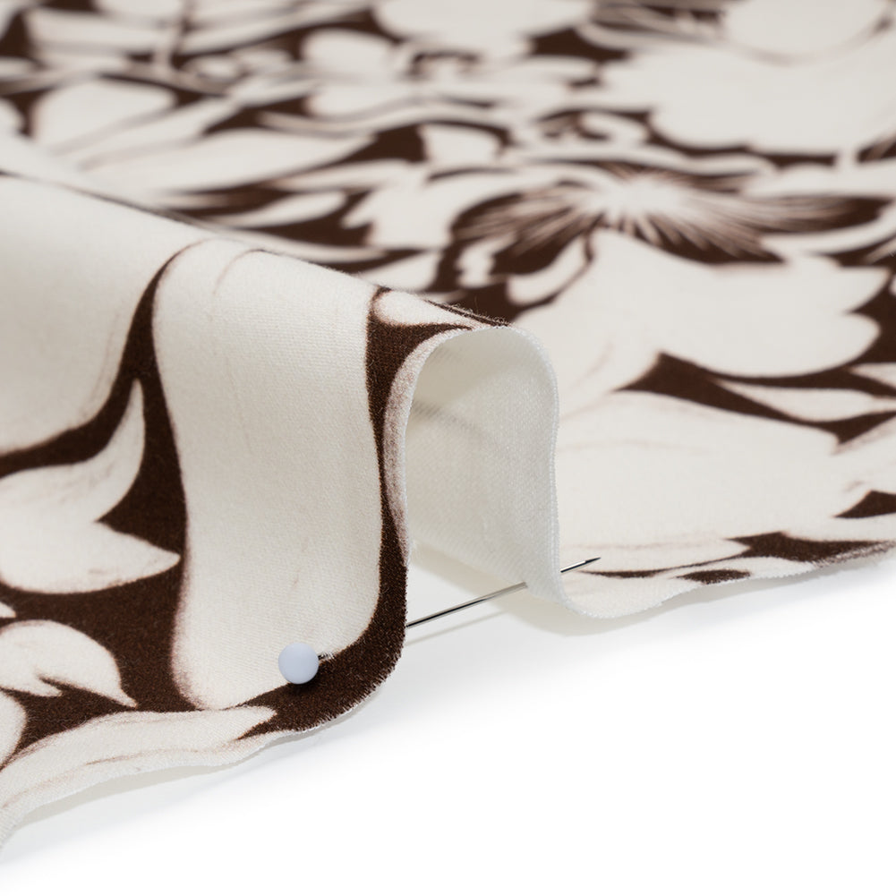 Brushed Cotton Woven - Brown and Ivory Floral - Mood Exclusive Whitewash Bloom Print Detail