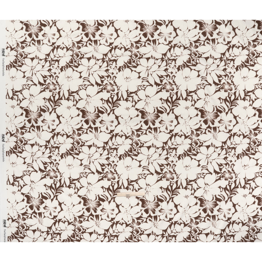 Brushed Cotton Woven - Brown and Ivory Floral - Mood Exclusive Whitewash Bloom Print Full