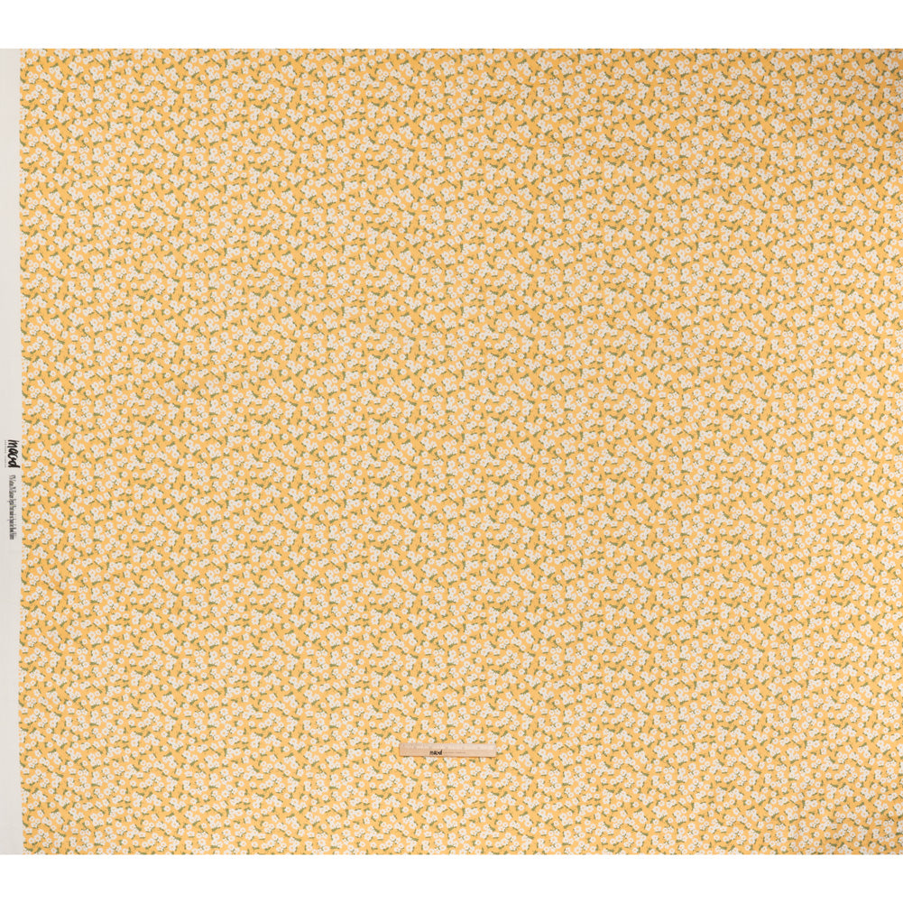 Brushed Cotton Woven - White, Sunny Yellow and Green Scattered Daisies - Mood Exclusive Daisy Daze Print Full