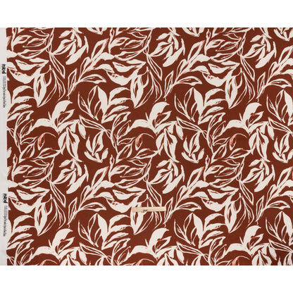 Linen and Rayon Woven - Russet Brown and Cream Sketched Flowers - Mood Exclusive Sketchbook Garden Print Full