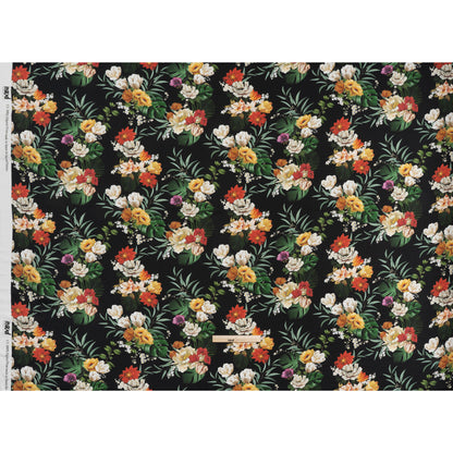 Rayon Challis - Red, Yellow and Green Tropical Flowers - Mood Exclusive Island Bloom Print Full