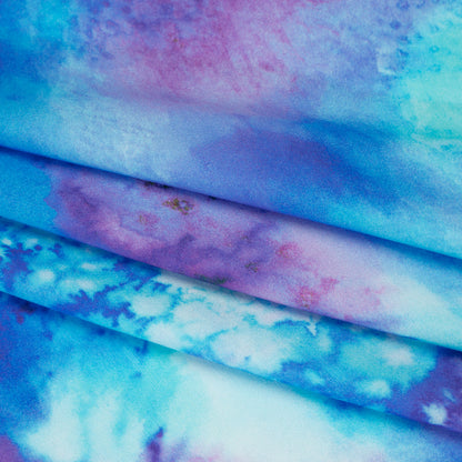 Rayon Challis - Blue, Seafoam and Purple Tie Dye - Mood Exclusive Tide and True Print Folded