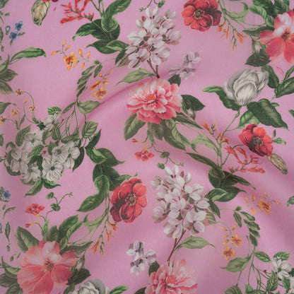 Silk Gazar Print Made in Italy - Pink, Green and White Enchanted Florals - Deadstock