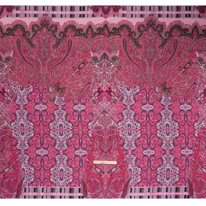 Silk Twill Panel Made in Italy - Fuchsia, Purple and Pink Paisley, Floral and Stripes - Deadstock