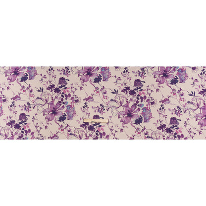 Lightweight Silk Crepe Made in Italy - Pale Purple, Lavender and Plum Painted Flowers - Deadstock