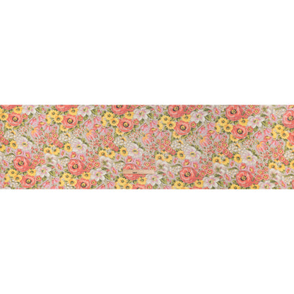 Silk Chiffon Print Made in Italy - Pink, Yellow and Green Flower Garden - Deadstock