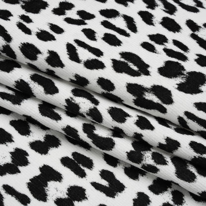 Stretch Cotton Corduroy Print Made in Italy - Black and White Cheetah Spots - Deadstock