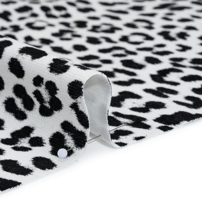 Stretch Cotton Corduroy Print Made in Italy - Black and White Cheetah Spots - Deadstock