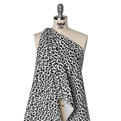 Stretch Cotton Corduroy Print Made in Italy - Black and White Cheetah Spots - Deadstock