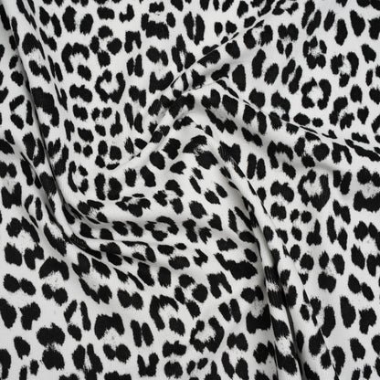 Stretch Cotton Corduroy Print Made in Italy - Black and White Cheetah Spots - Deadstock