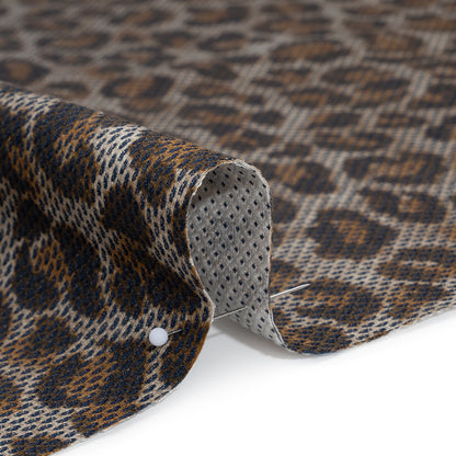 Cotton Birdseye Pique Print Made in Italy - Brown, Tan and Navy Cheetah Spots - Deadstock