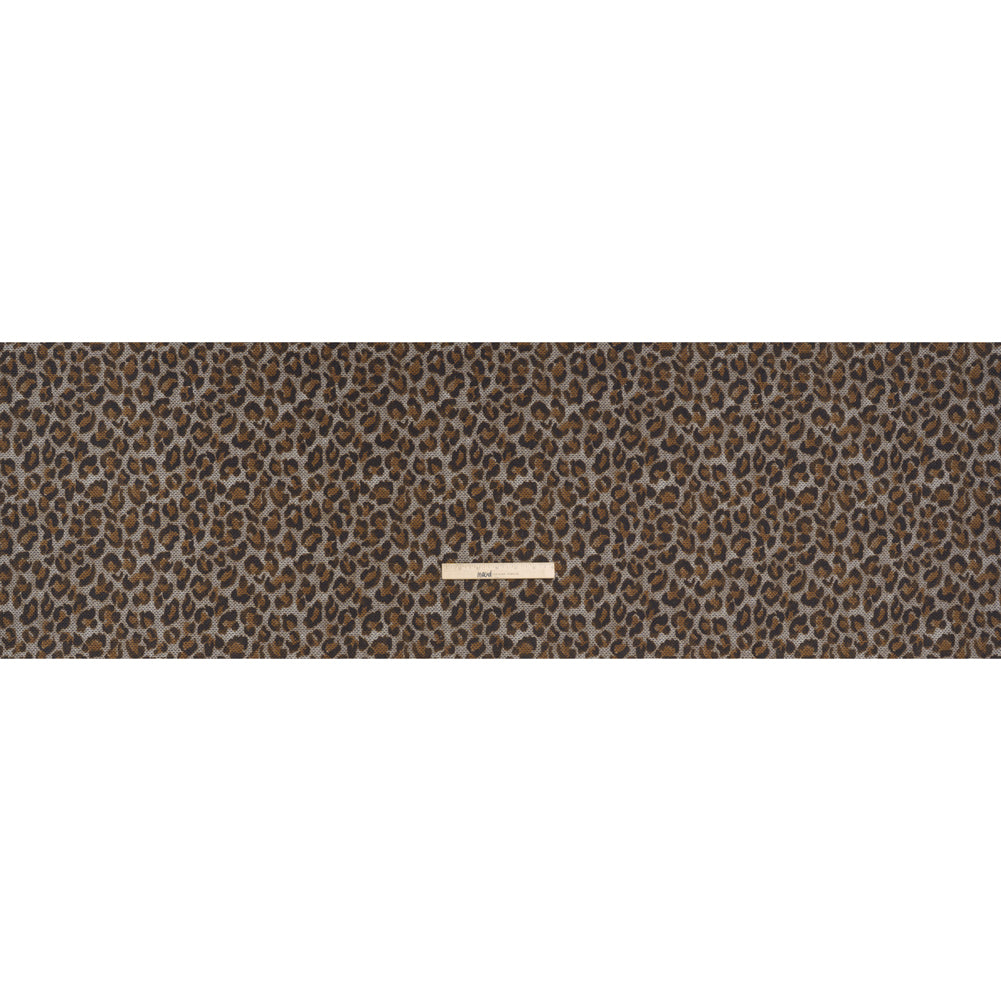 Cotton Birdseye Pique Print Made in Italy - Brown, Tan and Navy Cheetah Spots - Deadstock - Full