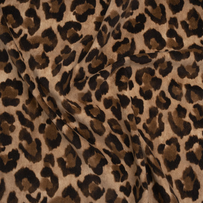 Stretch Cotton Velveteen Print Made in Italy - Tan, Brown and Black Cheetah Spots - Deadstock