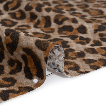 Stretch Cotton Matelasse Print Made in Italy - Beige, Brown and Black Cheetah Print on Diamonds - Deadstock