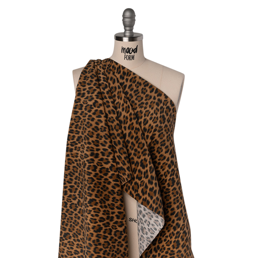 Cotton Corduroy Print Made in Italy - Tan, Brown and Black Cheetah - Deadstock Drape