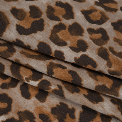 Rayon Woven Print Made in Italy - Greige, Tan and Dark Brown Cheetah Spots - Deadstock