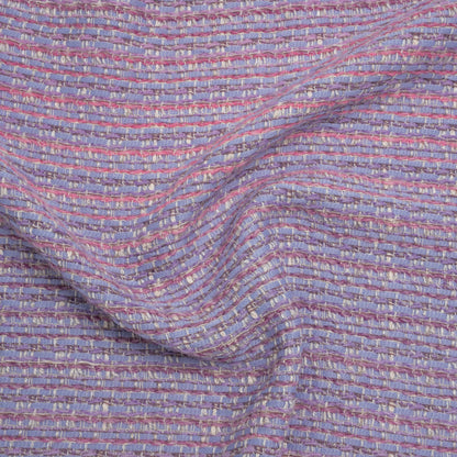 Wool Blend Tweed Woven Made in Italy - Lavender, Baby Blue and Orchid Pink Stripes - Deadstock
