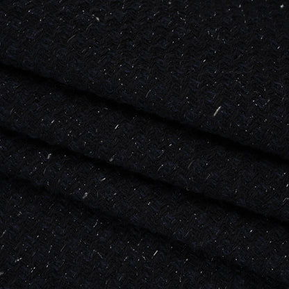Metallic Wool Blend Tweed Made in Italy - Navy Blue and Black Heathered