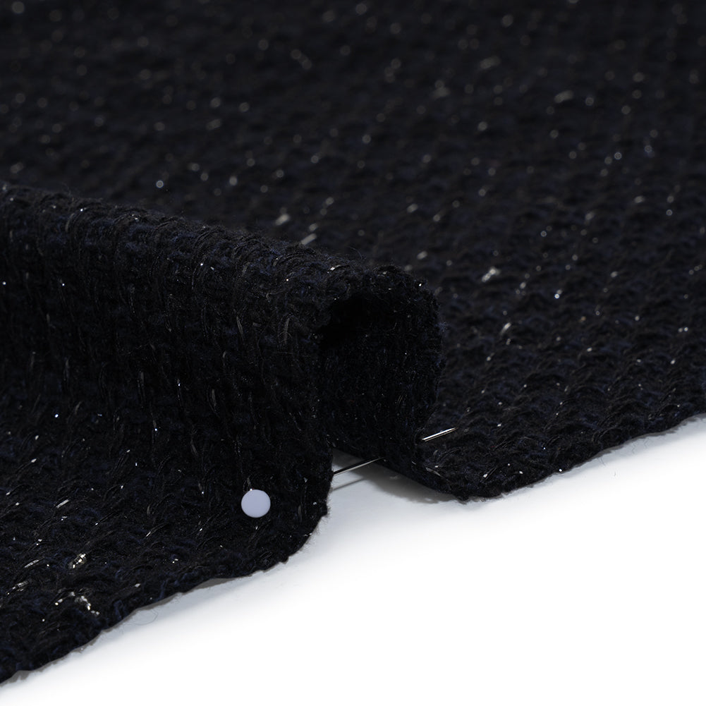Metallic Wool Blend Tweed Made in Italy - Navy Blue and Black Heathered