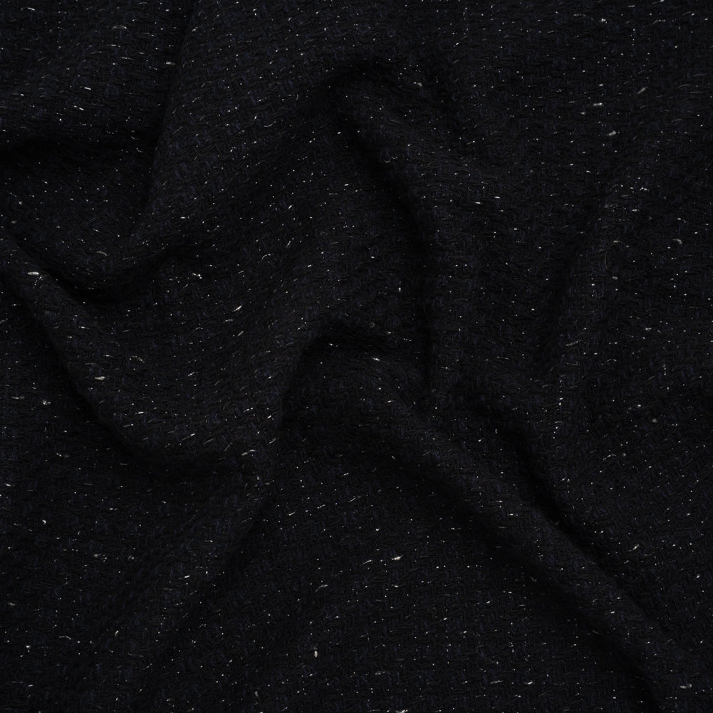 Metallic Wool Blend Tweed Made in Italy - Navy Blue and Black Heathered
