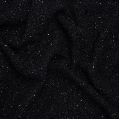 Metallic Wool Blend Tweed Made in Italy - Navy Blue and Black Heathered