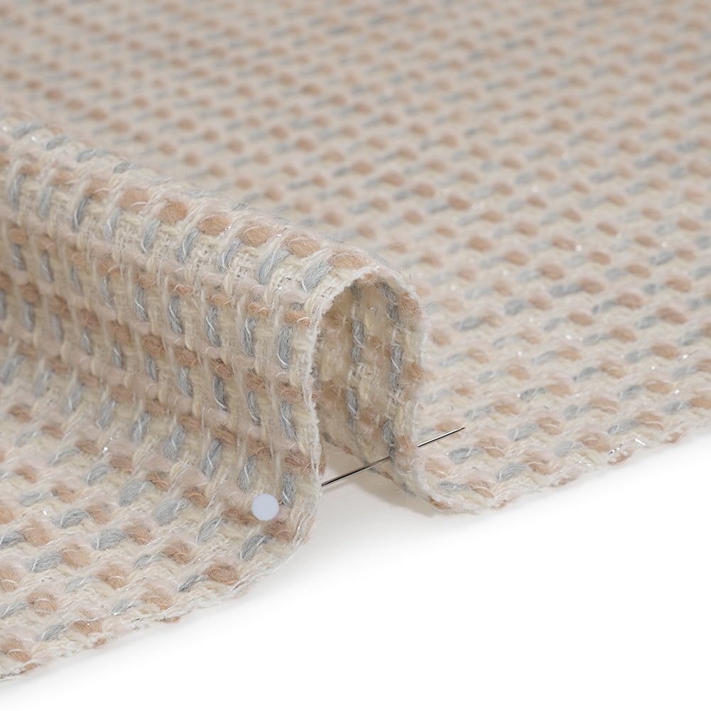 Metallic Wool Blend Tweed Made in Italy - Cream, Gray and Silver - Detail