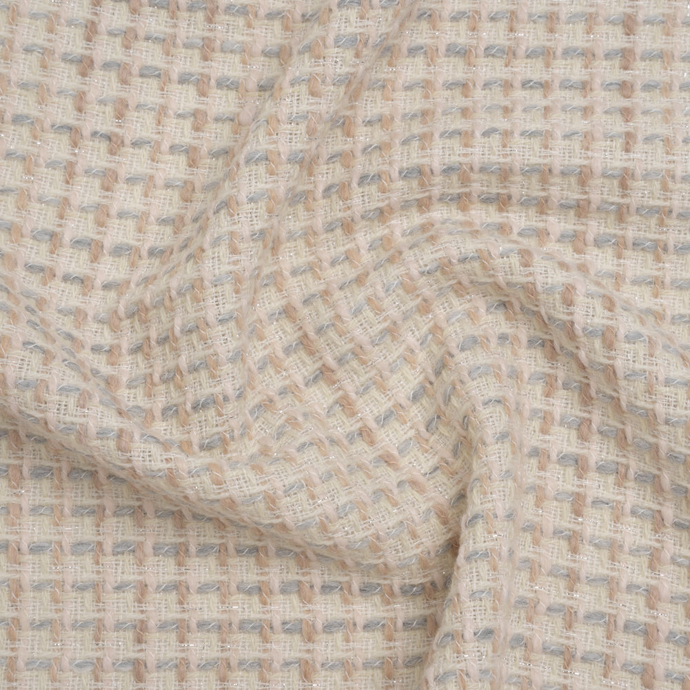 Metallic Wool Blend Tweed Made in Italy - Cream, Gray and Silver