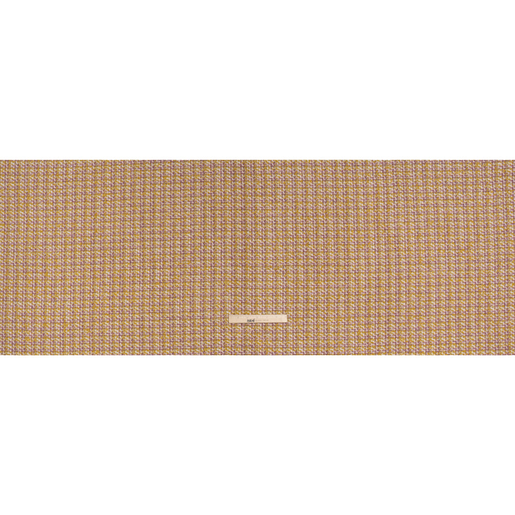Wool Blend Tweed Twill Made in Italy - Mustard Yellow, White and Light Purple