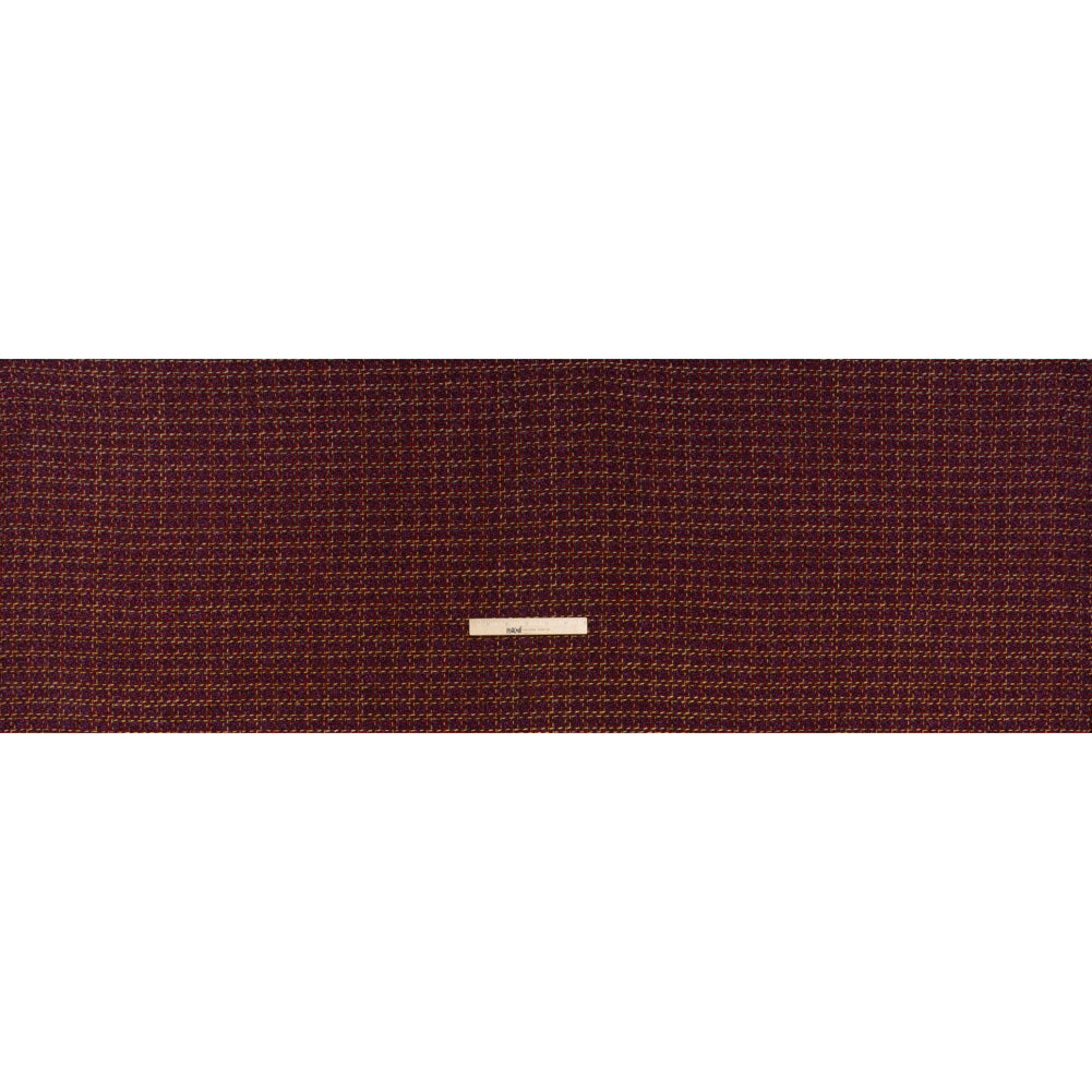 Wool Blend Tweed Twill Made in Italy - Purple, Red and Tan Checks