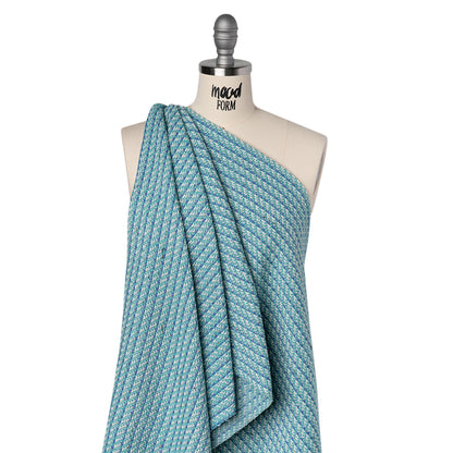 Metallic Wool Blend Tweed Made in Italy - Aqua, Blue and White