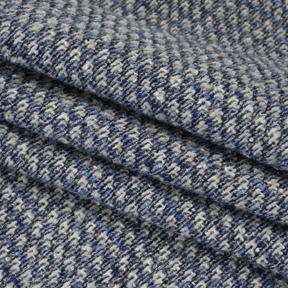 Metallic Wool Blend Tweed Boucle Made in Italy - Blue, Gray and Silver
