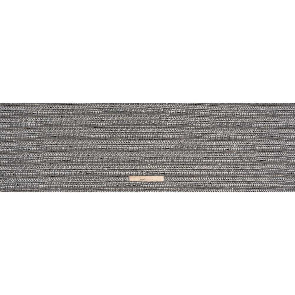 Metallic Wool Blend Tweed Made in Italy - White, Beige and Silver Stripes