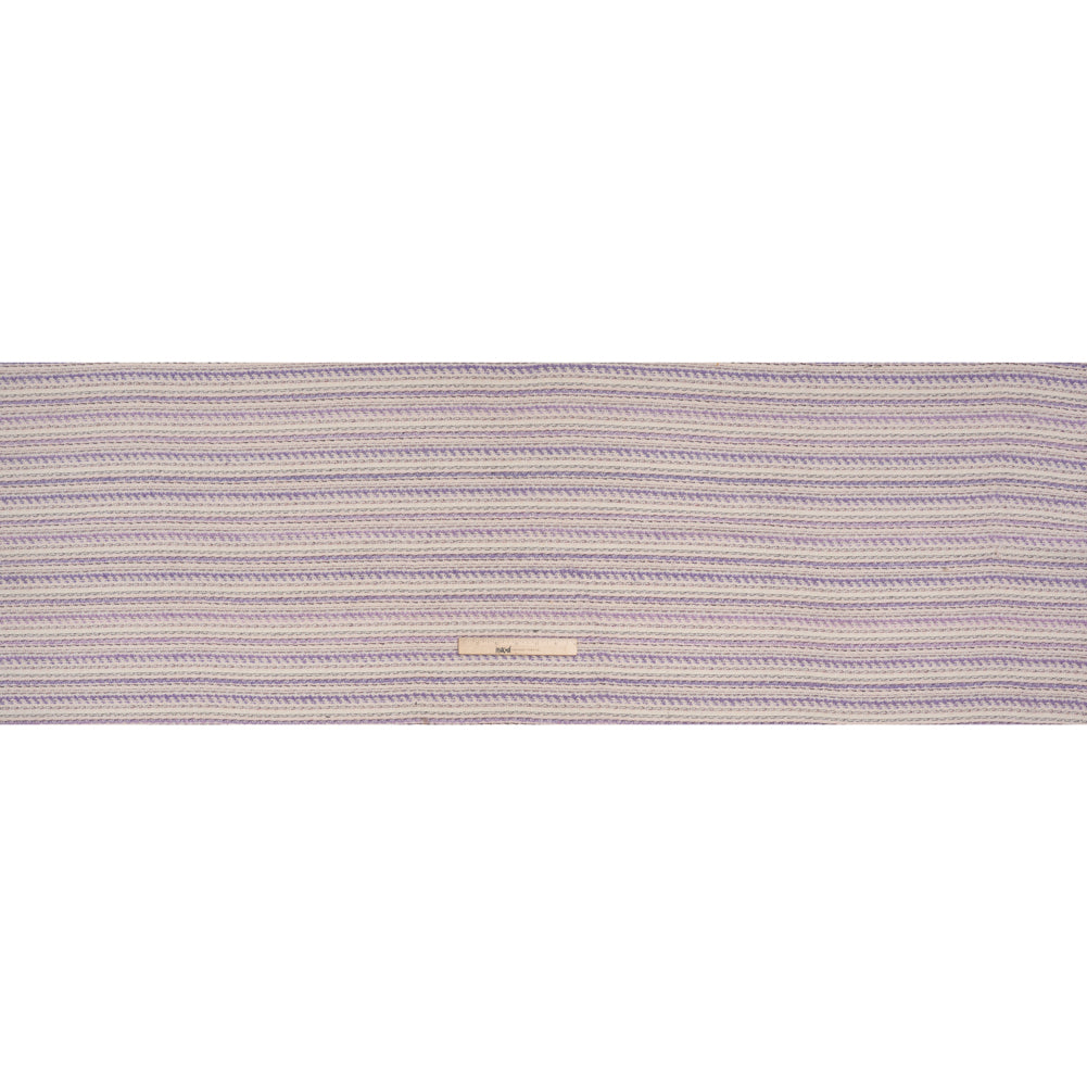 Wool Blend Tweed Made in Italy - Cream, Pale Pink and Lavender Stripes